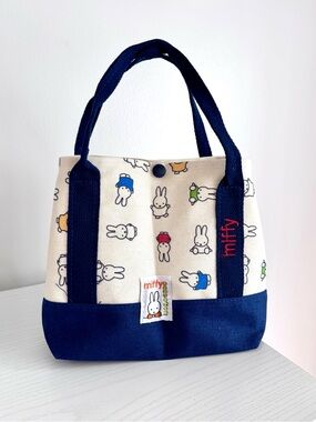 **SOLD** miffy Mini Navy and Cream Canvas Tote with Multicolor Character Print